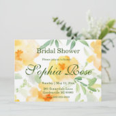 Invitation Elégante douche nuptiale jaune orange (Debout devant)