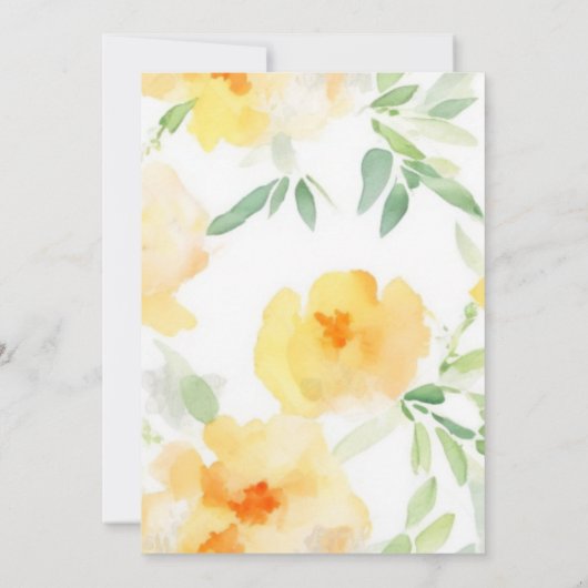 Invitation Elégante douche nuptiale jaune orange (Dos)