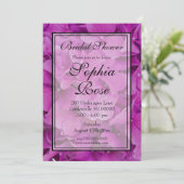 Invitation Élégante douche nuptiale magenta rose (Debout devant)