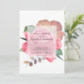 Invitation Elégante douche nuptiale rose vintage (Debout devant)