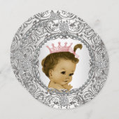 Invitation Elégante Douche pour bébé rose et argent élégant (Devant / Derrière)