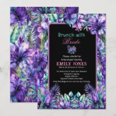 Invitation Elégante douche tropicale violette à nuptiale (Devant / Derrière)