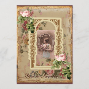 Invitation élégante du jour de mère de roses de