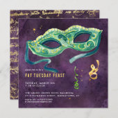 Invitation élégante du Mardi Gras Party (Devant / Derrière)