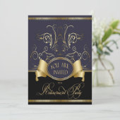 Invitation Élégante Du Parti De La Retraite En Noi (Debout devant)