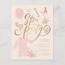 Invitation élégante du Spa Party avec/faux or