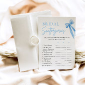 Invitation Élégante Dusty Blue Bow Bridal Scattergories Jeu