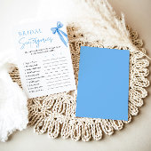 Invitation Élégante Dusty Blue Bow Bridal Scattergories Jeu