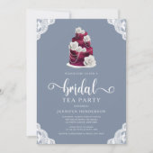 Invitation Elégante Dusty Blue Cake Et Dentelle Bridal Tea Pa (Devant)