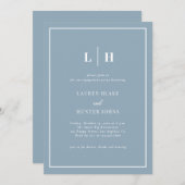 Invitation Elégante Dusty Blue Calligraphy (Devant / Derrière)