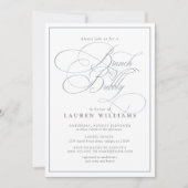 Invitation Elégante Dusty Blue Calligraphy Brunch & Bubbly (Devant)