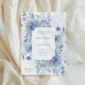 Invitation Elégante Dusty Blue Chinoiserie Floral Mariage