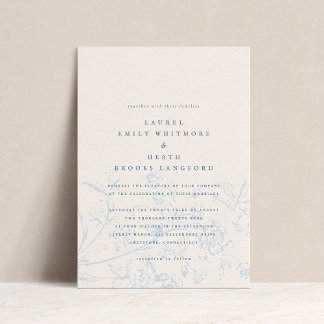 Invitation Elégante Dusty Blue Chinoiserie Floral Mariage