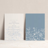 Invitation Elégante Dusty Blue Chinoiserie Floral Mariage