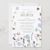 Invitation Elégante Dusty Blue Fleur sauvage Fête des mariées (Devant)