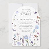 Invitation Elégante Dusty Blue Fleur sauvage Fête des mariées (Devant)