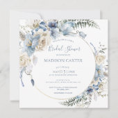 Invitation Elégante Dusty Blue Floral Bridal Shower Invitatio (Devant)