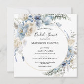 Invitation Elégante Dusty Blue Floral Bridal Shower Invitatio (Devant)
