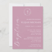 Invitation Élégante Dusty Pink Baptism Cross Wreath Invitatio (Devant)