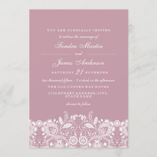 Invitation Elégante Dusty Rose blanc dentelle inviter