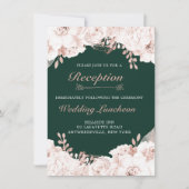 Invitation Elégante Dusty Rose Floral Forest Green Réception (Devant)
