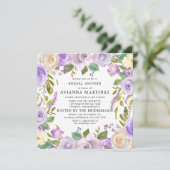 Invitation Elégante Dusty violet Fête des mariées florale bla (Debout devant)