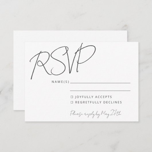 Invitation Élégante écriture manuscrite moderne Mariage blanc (Devant / Derrière)