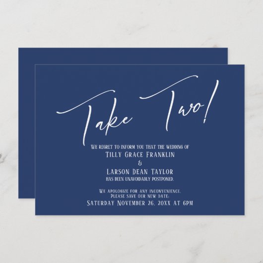 Invitation Elégante écriture manuscrite prendre deux Mariages (Devant / Derrière)