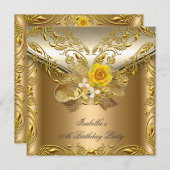 Invitation Elégante Elite Bronze Or Rose fête d'anniversaire (Devant / Derrière)