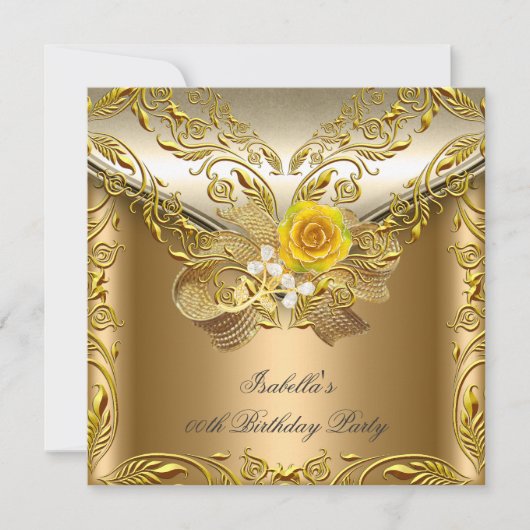 Invitation Elégante Elite Bronze Or Rose fête d'anniversaire (Devant)