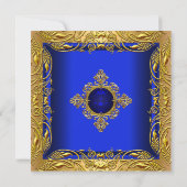Invitation Élégante Elite fête d'anniversaire Royal Blue Gold (Dos)