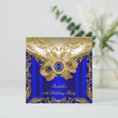 Invitation Elégante Elite Royal Blue Gold fête d'anniversaire (Debout devant)