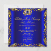 Invitation Elégante Elite Royal Blue Gold fête d'anniversaire (Dos)