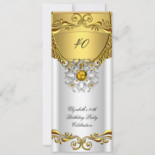 Invitation Elégante Elite White Jewel Gold Anniversaire Party