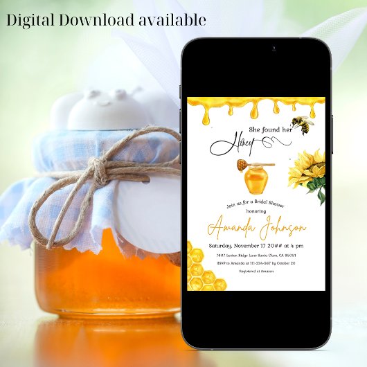 Invitation Élégante Elle A Trouvé Sa Fête des mariées Miel Ab