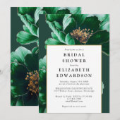 Invitation Élégante Emerald Green Floral Chic Fête des mariée (Devant / Derrière)