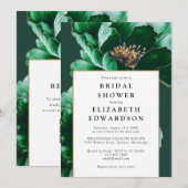 Invitation Élégante Emerald Green Floral QR Code Fête des mar (Devant / Derrière)