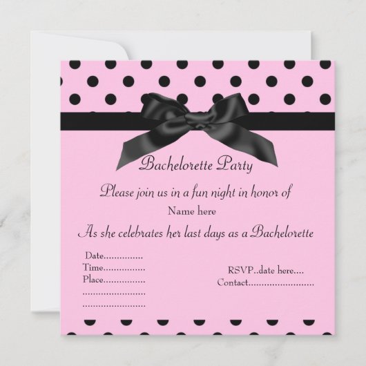 INVITATION ÉLÉGANTE EN BACHELORETTE ROSE (Devant)