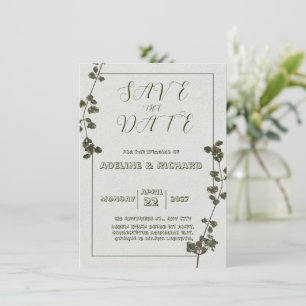 Invitation élégante en beige et vert pastel