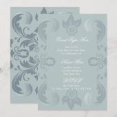 Invitation élégante en damassé français (Devant / Derrière)