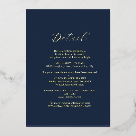 Invitation élégante en feuille d'argent (Verso)