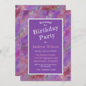 Invitation Élégante En Marbre Rose Et Violet (Devant / Derrière)