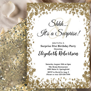 Invitation élégante en or pour 81e anniversaire su