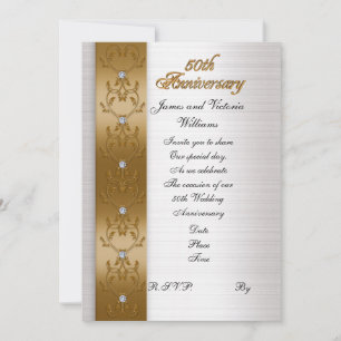 Invitation élégante en or pour les 50 ans de maria