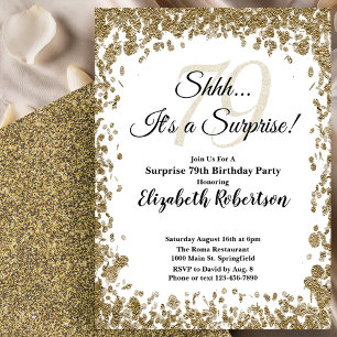 Invitation élégante en or pour les 79 ans