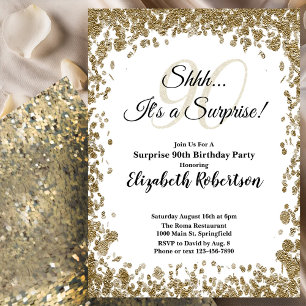 Invitation élégante en or pour les 90 ans