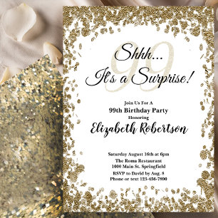 Invitation élégante en or pour les 99 ans