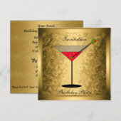 Invitation élégante en or pour soirée cocktail (Devant / Derrière)