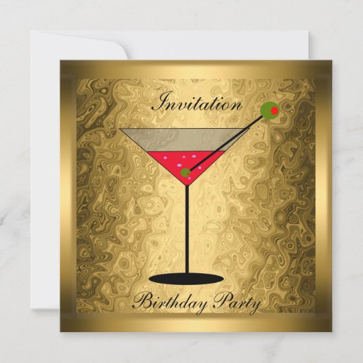 Invitation élégante en or pour soirée cocktail (Devant)