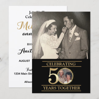Invitation élégante en or pour une fête d'annivers